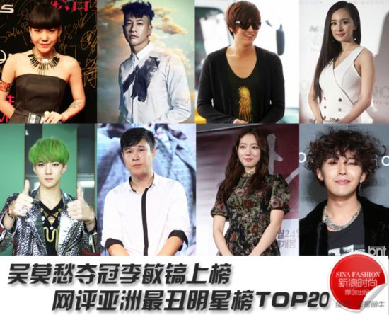 亚洲最丑明星榜TOP20吴莫愁夺冠朴信惠上榜