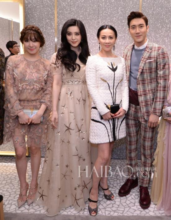 黄美英 (Tiffany) 、范冰冰、刘嘉玲、崔始源亮相华伦天奴 (Valentino) 香港广东道旗舰店开幕酒会