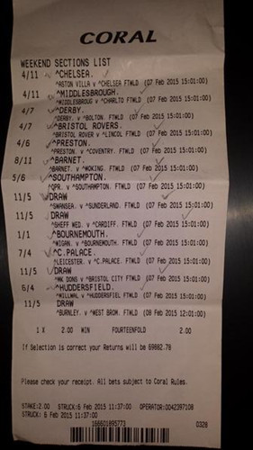 球迷猜中14场球赛结果 获近10万英镑足彩大奖