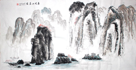春晴山居图70x136cm