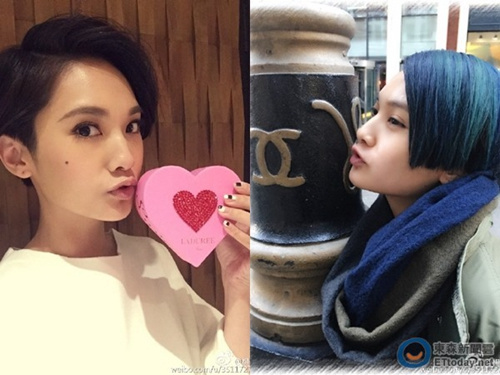 杨丞琳晒新发型网友调侃是白金还是蓝黑图