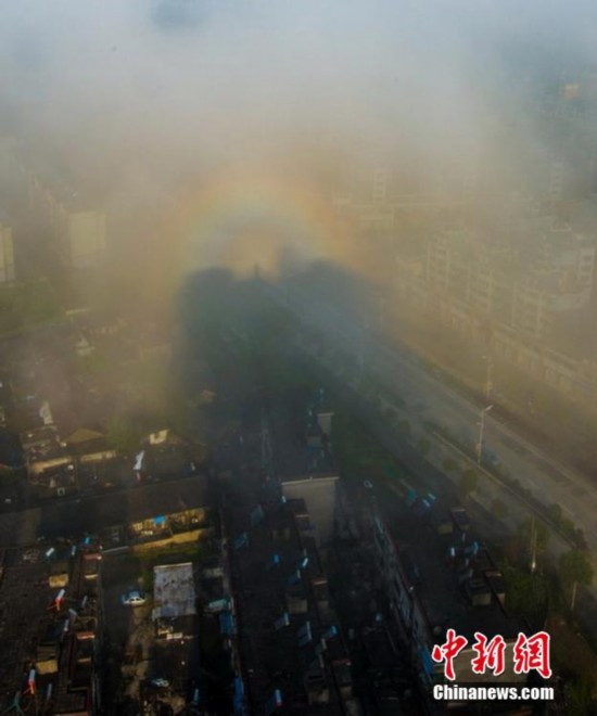 安徽芜湖繁昌县城现佛光奇观\/图