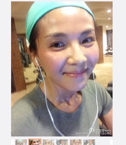 刘涛素颜健身减肥 满脸汗水皮肤粉嫩(组图)