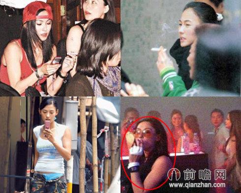 盘点外表清纯当众吸烟的女星     在2008年艳照门事件爆发前,张柏芝也