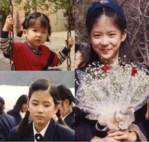 韩国女星申敏儿在社交网站上公开了童年的老照片和刚出道时的旧照,令