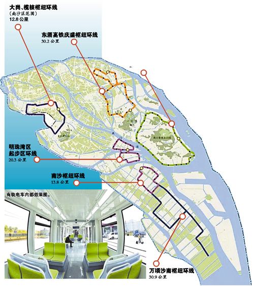 南沙规划上百公里有轨电车 6条线路方案图在网