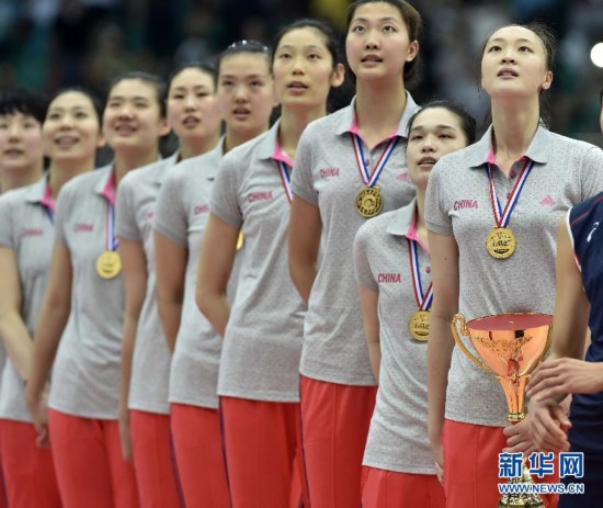 当日,在天津体育馆进行的2015年亚洲女子排球锦标赛决赛中,中国队以3