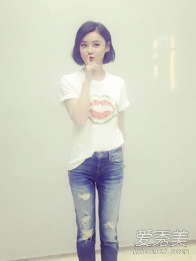 剪短之后更美了学袁姗姗剪短发提升好感度女神染头发型图片图片