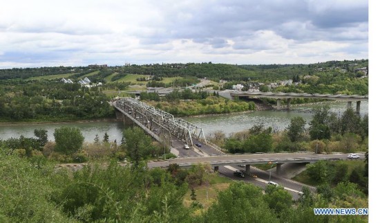 Photo taken on June 14, 2015 shows the view along the North Saskatchewan River in Edmonton, Canada. Edmonton is one of the six host cities of FIFA Women's World Cup 2015 Canada.