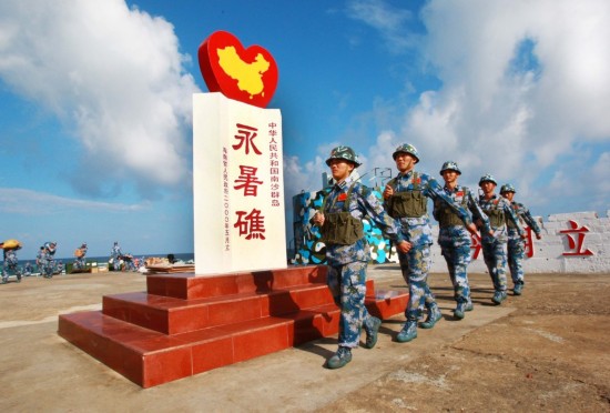 官方发布永暑礁完成陆域吹填工程后卫星图片