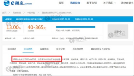 融资方：深圳市隆金佳利科技有限公司