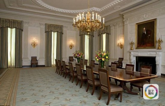 一睹米歇尔装潢的白宫国宴厅