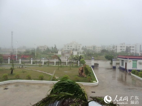 组图:台风登陆前广东多地风雨大作 防风抗风进