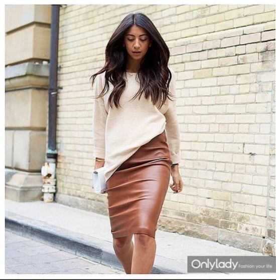 Sweater-Leather-Skirt