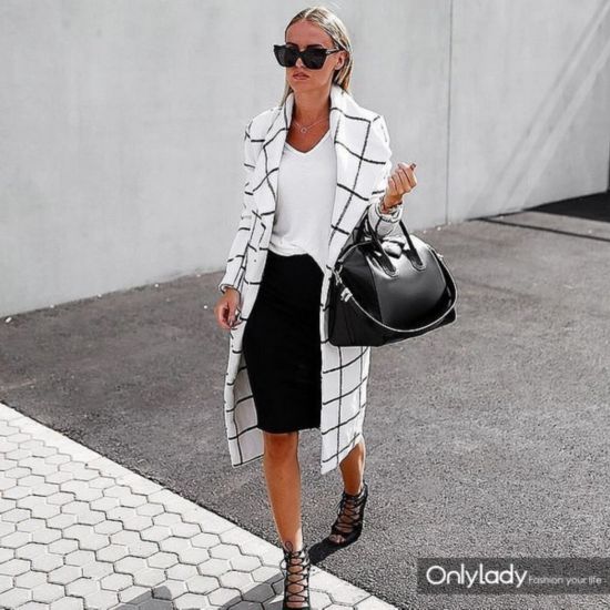 White-Tee-Black-Pencil-Skirt-Statement-Coat-Heels
