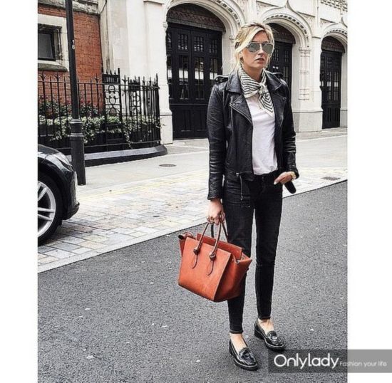 Black-Jeans-Loafers-White-Tee-Leather-Jacket