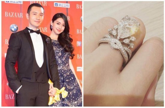 婚期将近 angelababy晒5.5克拉大钻戒放闪