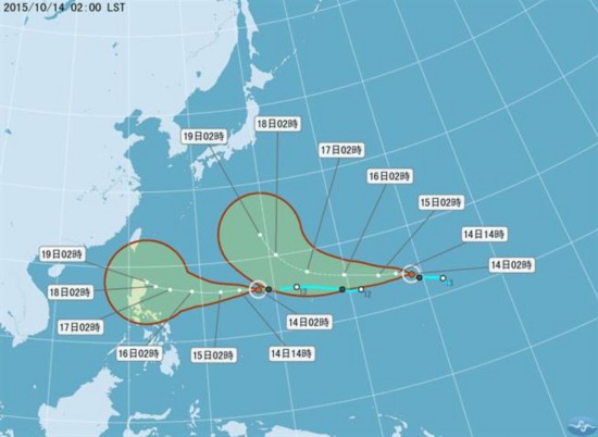 轻台蔷琵今晨2时成形 与巨爵成双台或袭台湾(