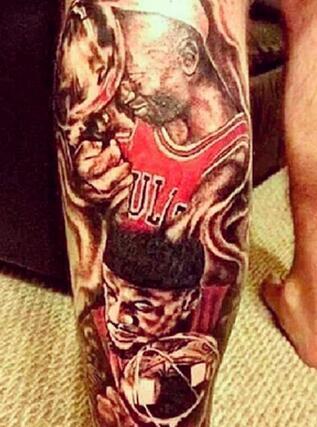 奇葩纹身:姚明囧笑成纹身 乔丹科比两大侧脸头
