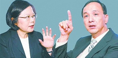 台湾“大选”副手公布后的最新网络民调中，朱立伦首度反超蔡英文