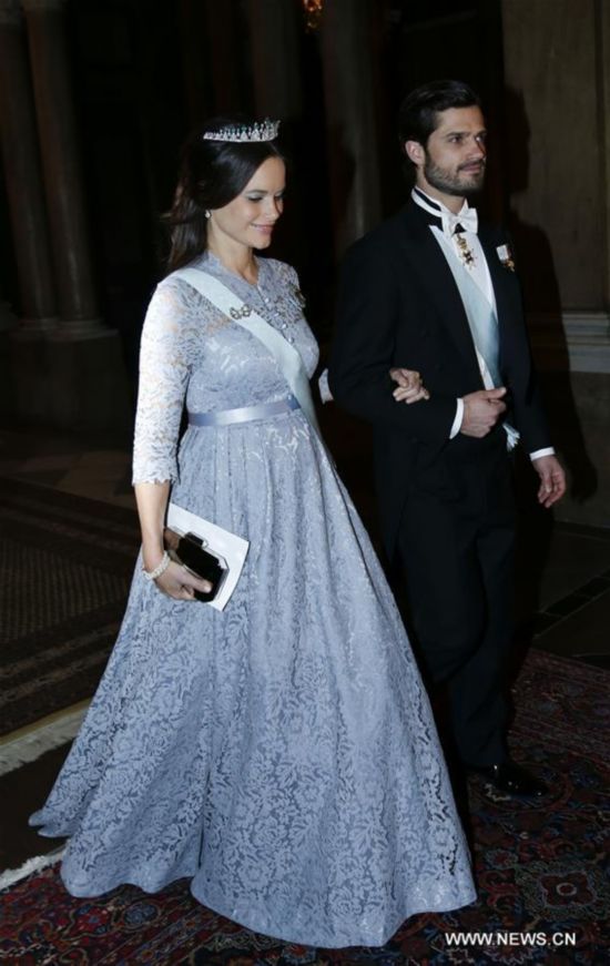 Sweden's Prince Carl Philip and his wife Princess Sofia attend the royal banquet for Nobel laureates at Royal Palace in Stockholm, Sweden, Dec. 11, 2015