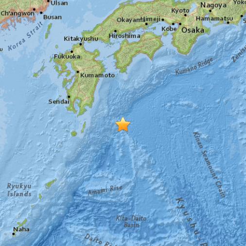 日本南部海域發生5.8級地震震源深度10公裡