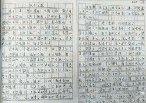 小学生文言文走红 11岁孩子40分钟写出文言文