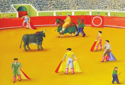 图为油画作品《斗牛》,作于2002年。