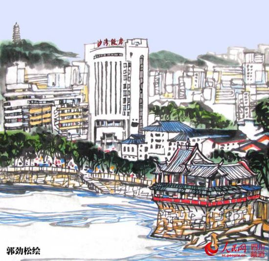 画家手绘四川21城彩墨画 邀请游子回家过年（组图）