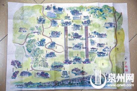 泉州少林寺推出手绘地图 囊括全寺40个景点