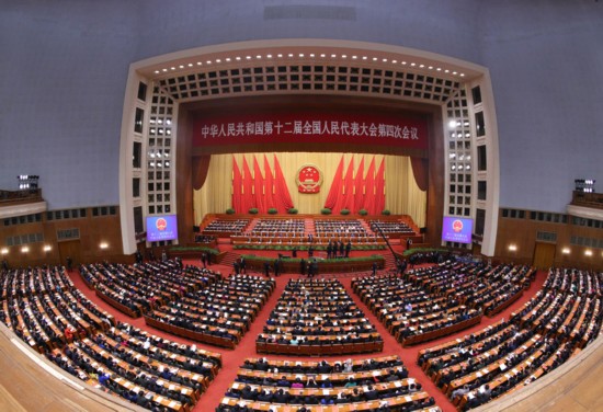 3月16日,第十二届全国人民代表大会第四次会议在北京人民大会堂举行闭幕会。新华社记者 刘卫兵 摄