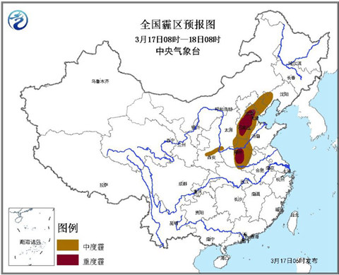 霾黄色预警：天津河北河南等局地有重度霾