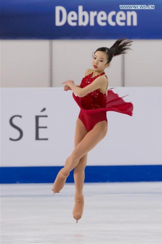 Gold medalist Marin Honda of Japan competes during the women's figure skating during the ISU World Junior Figure Skating Championships in Debrecen, Hungary, March 19, 2016. 