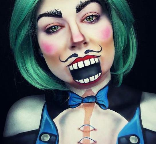 女子高超化妆变漫画人 一张美人脸竟成艳丽骷