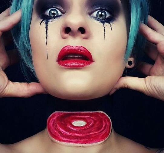 女子高超化妆变漫画人 一张美人脸竟成艳丽骷