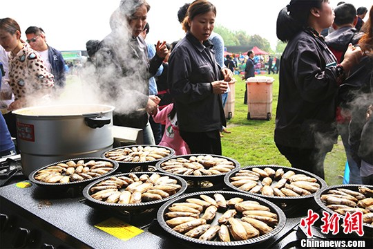 浙江宁海展特色蛏子美食 万人共享蛏子盛宴