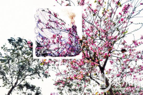 华侨大学女生创作春花时装秀:与大自然撞衫