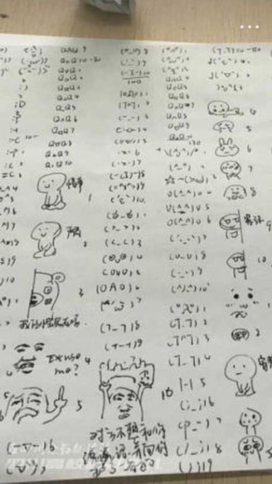  学生被罚抄表情包  共1000个抄满一页纸--安徽