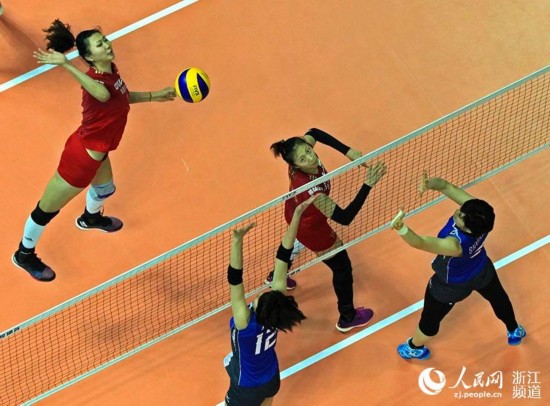 女排精英赛北仑站中国女排3:1战胜日本(组图)