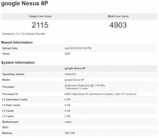 疑似华为7P曝光:配骁龙820+4GB内存