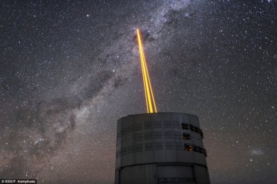 四道光柱划破夜空:世界最强大激光导星系统测