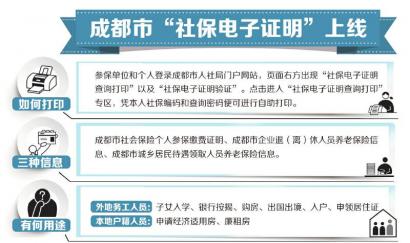 成都市社保电子证明上线 即日起可网上自助打