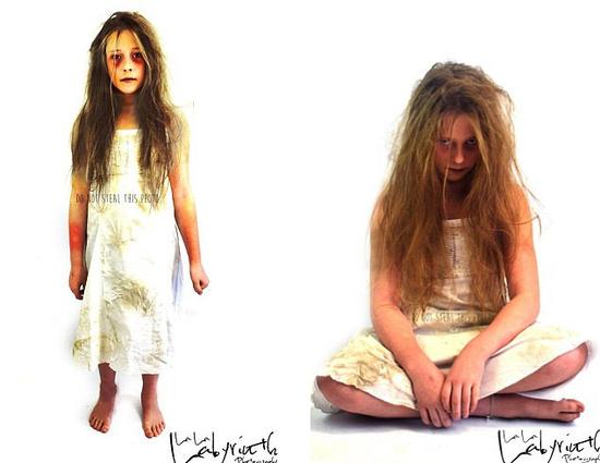 摄影师将小孩扮成僵尸娃娃 鬼魅笑容吓坏人