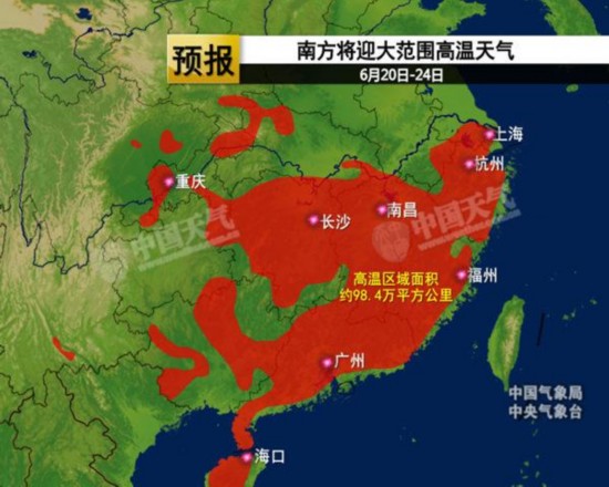 未来10天江南华南高温持续 预防热射病