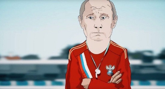 网现普京教俄足球队踢足球动画片 获网友关注