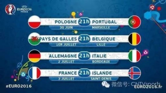 欧洲杯8强对阵出炉 赛程表时间一览 德意大战