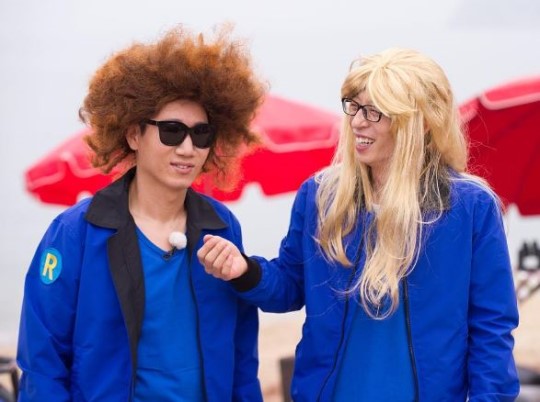 《running man》刘在石戴假发搞笑 金钟国金发