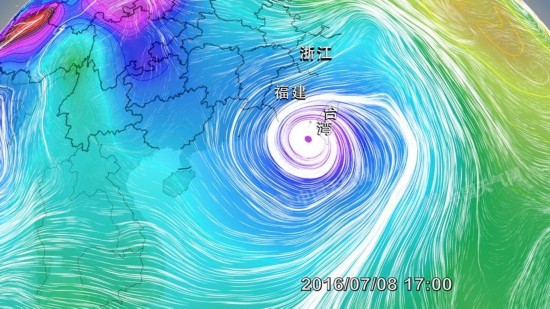 组图:超酷炫!台风"尼伯特"流场预报图你见过吗