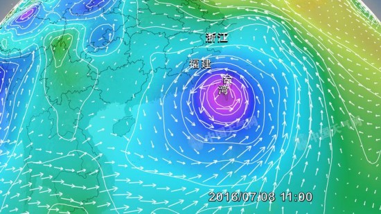 组图:超酷炫!台风"尼伯特"流场预报图你见过吗