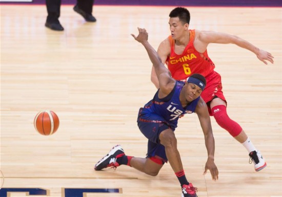 (里约奥运会)(4)篮球--热身赛:中国队不敌美国队